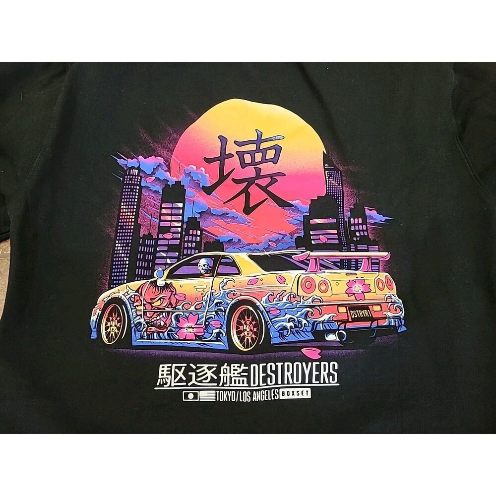 Destroyers Mens Medium Car Tokyo/Los Angeles Boxset Graphic Black Sweatshirt Lrg